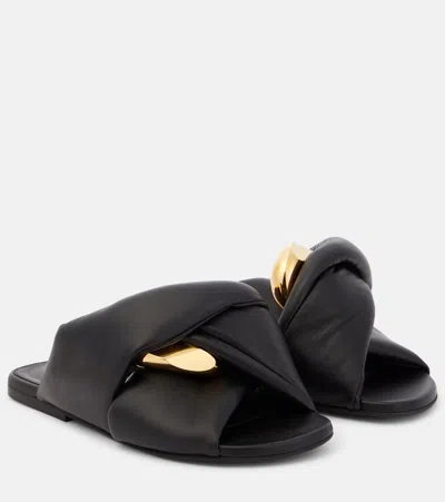 Jw Anderson Chain Twist Leather Sandals In Black