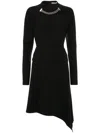 Jw Anderson Chained Asymmetric-hem Midi-dress In Black