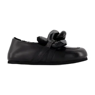 Jw Anderson J.w. Anderson Chain-trimmed Leather Loafer In Black