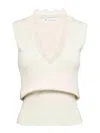 Jw Anderson J.w. Anderson White Lace-trim Knit Top In White