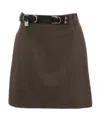Jw Anderson Check-print Belted Skirt In Brown