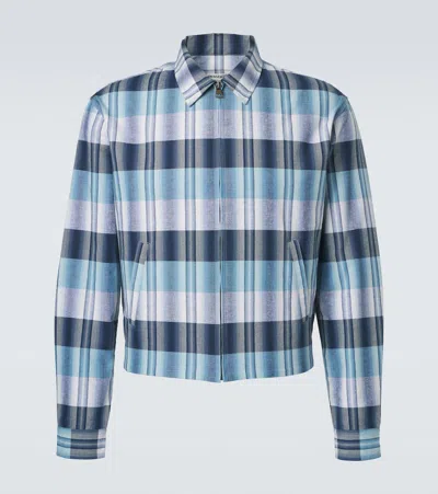 Jw Anderson Checked Cotton Blouson Jacket In Blue