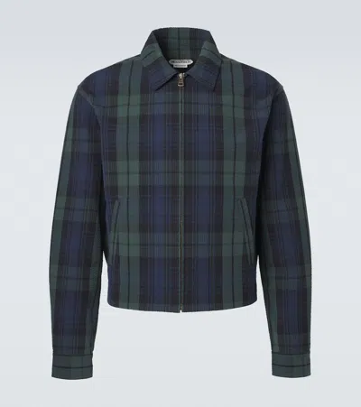 Jw Anderson Checked Cotton Seersucker Blouson Jacket In Blue