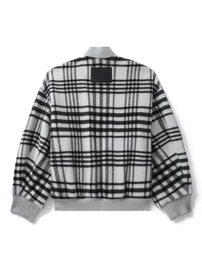 Jw Anderson Checked Zipped Bomber Jacket In Gray