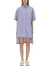 Jw Anderson J. W. Anderson Patchwork Cotton Shirt Dress With Asymmetric Hem In Blue