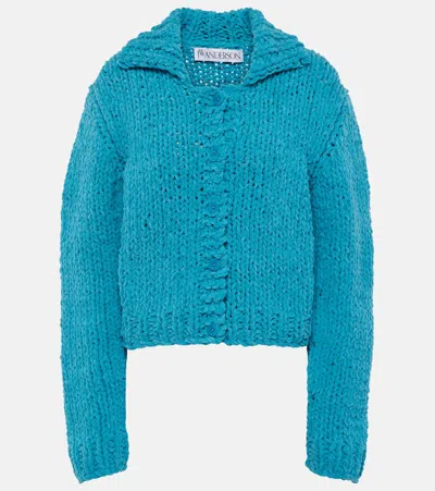 Jw Anderson Chunky-knit Cardigan In Blue