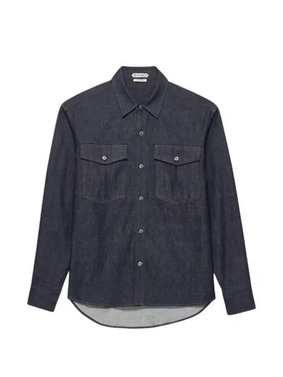 Jw Anderson Oversized Denim Shirt Button Down Collar In Blue