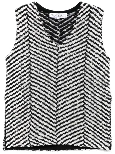 Jw Anderson Chevron-knit Top In 黑色