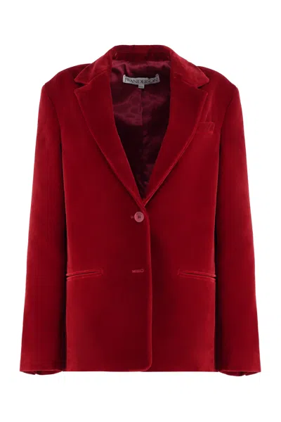Jw Anderson Chic Crimson Velvet Blazer In Red