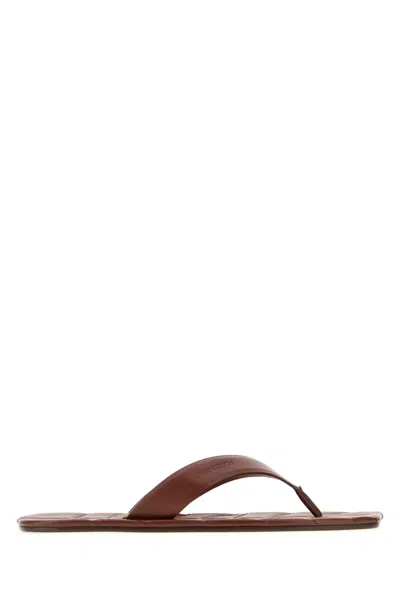 Jw Anderson Chocolate Leather Thong Slippers In Brown