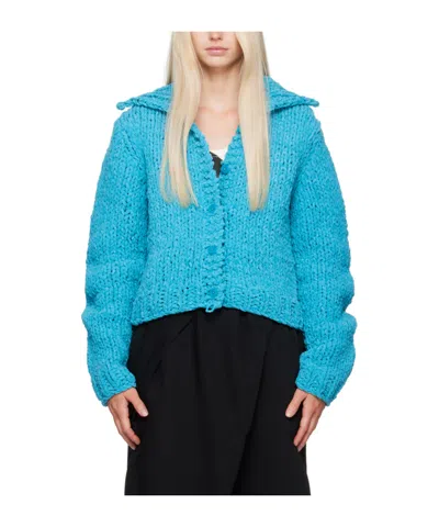 Jw Anderson Chunky-knit Cardigan In Blue