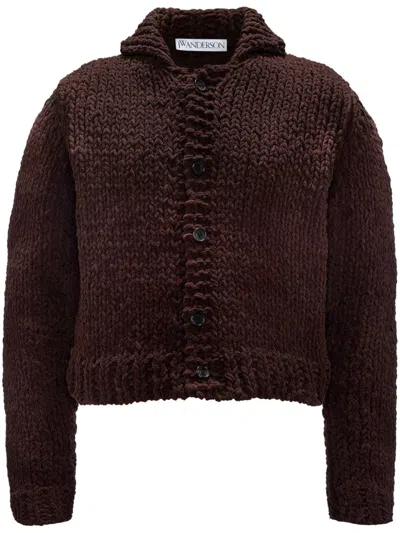 Jw Anderson Chunky-knit Cardigan In Brown