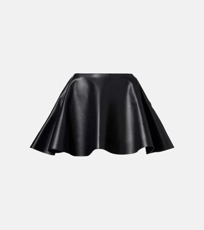 Jw Anderson Circle Leather Miniskirt In Black