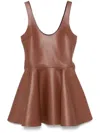 Jw Anderson Leather Circle Skirt Mini Dress In Brown