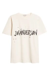Jw Anderson Mens Ecru Circular Brand-print Cotton T-shirt In Multi