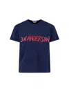 Jw Anderson Logo Crew Neck Graphic Print T Shirt In Blue