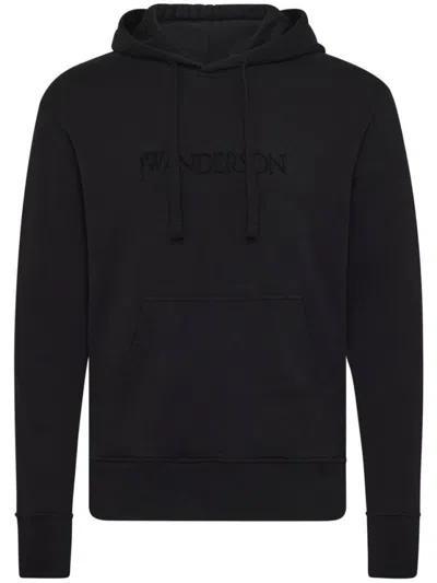 JW ANDERSON CLASSIC BLACK HOODIE WITH FRONT KANGAROO POCKET