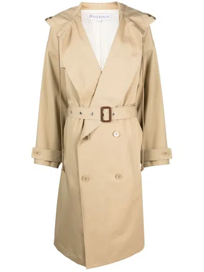 Jw Anderson Classic Camel Hooded Jacket For Chic Women In Tan