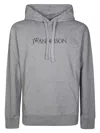 Jw Anderson Classic Pullover Hoodie With Embroidered Detail In Gray
