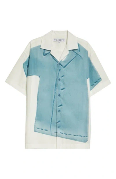 Jw Anderson Trompe L'oeil-print Cotton Shirt In White/ Light Blue