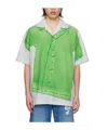 Jw Anderson Clay Trompe L'oeil Print Short Sleeve Shirt Light Grey/green In Green