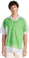 Jw Anderson Clay Trompe L'oeil Print Short Sleeve Shirt Light Grey/green In Light Grey/green