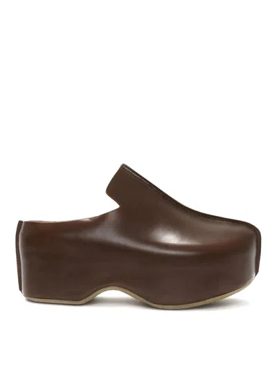 Jw Anderson Leather Platform Clogs 50 In Brown