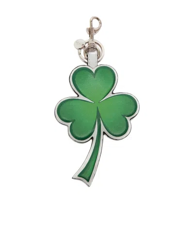 Jw Anderson Clover Leather Keyring In Green