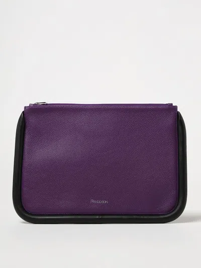 Jw Anderson Logo Printed Large Bumper Clutch Bag In Purple