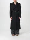 Jw Anderson Mens Black Double-breasted Belted Woven Trench Coat In Black
