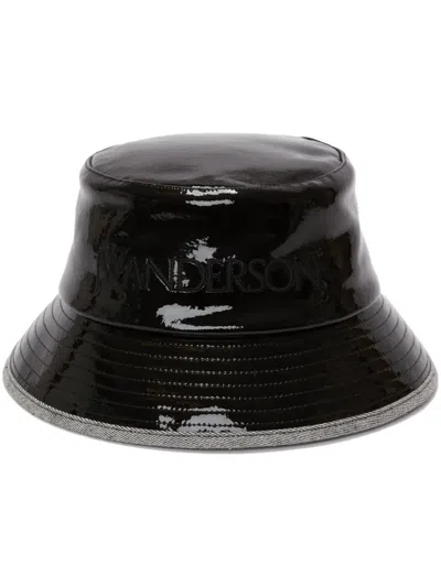Jw Anderson Coated-finish Denim Bucket Hat In Black
