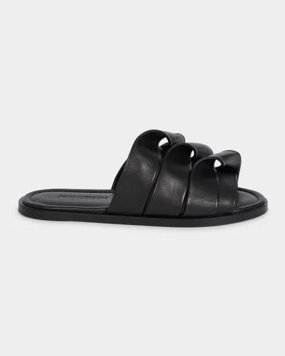 Jw Anderson Coil Leather Slide Sandals In Black