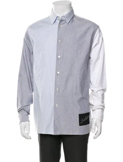 Pre-owned Jw Anderson Colorblock Pattern Long Sleeve Dress Shirt In Gray