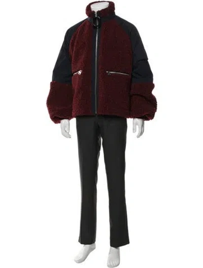 Pre-owned Jw Anderson Colorblock Pattern Puffer Coat In Red