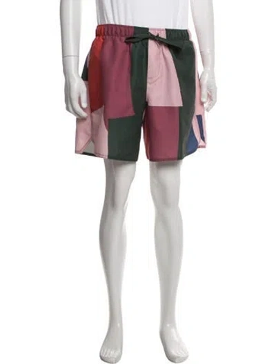 Pre-owned Jw Anderson Colorblock Pattern Shorts In Green/red