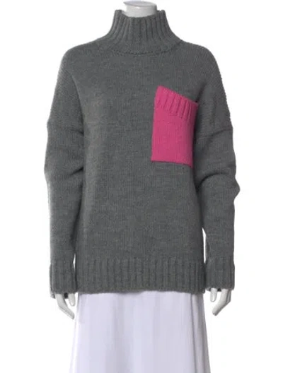 Pre-owned Jw Anderson Colorblock Pattern Turtleneck Sweater In Gray