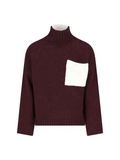 Jw Anderson Colorblock Sweater In Bordeaux