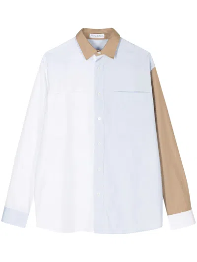Jw Anderson Colour-block Cotton Shirt In White