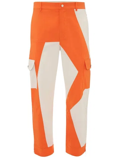 Jw Anderson Colour-block Straight-leg Trousers In Orange