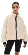 Jw Anderson Colorblock Mixed Media Track Jacket In Beige