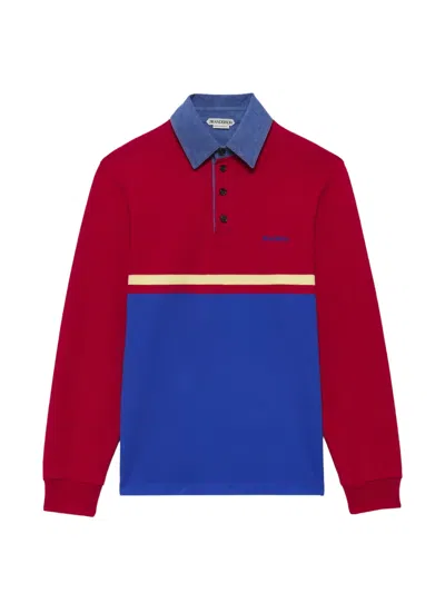 Jw Anderson Contrast Collar Colour-block Cotton-jersey Polo Shirt In Red