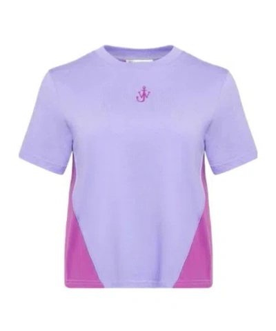 JW ANDERSON JW ANDERSON ANCHOR EMBROIDERY PANELLED CROPPED T-SHIRT
