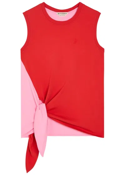 Jw Anderson Colour-blocked Cotton Tank Top In Red