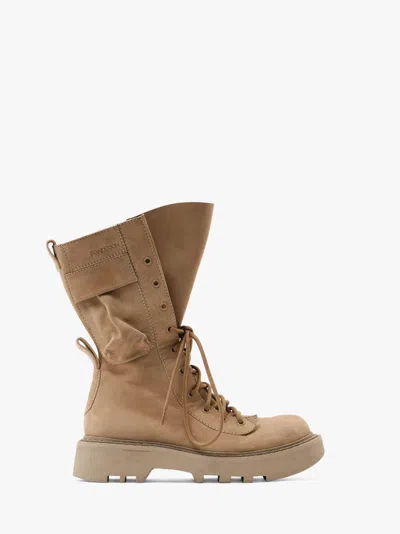 Jw Anderson Combat Leather Boots In Neutrals