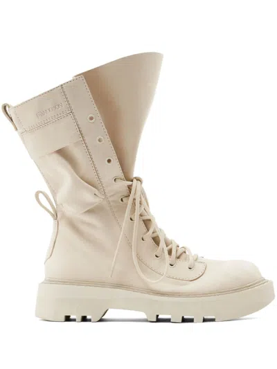 Jw Anderson Combat Leather Boots In Nude