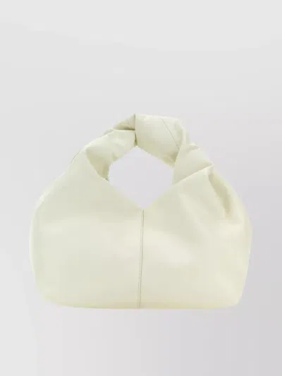 Jw Anderson Compact Leather Hobo Bag With Unique Handle In Beige