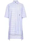 Jw Anderson J. W. Anderson Patchwork Cotton Shirt Dress With Asymmetric Hem In Purple