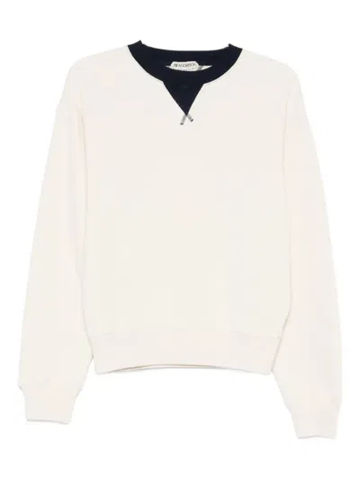 Jw Anderson Contrast Collar Sweatshirt In White