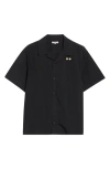 Jw Anderson Mens Washed Black Relaxed-fit Embroidered-logo Cotton Shirt In Black