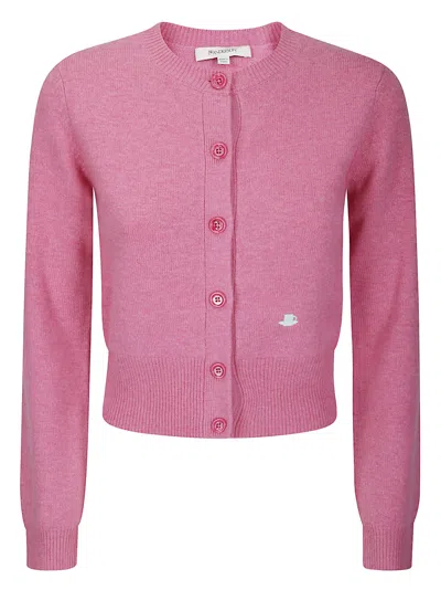 Jw Anderson Contrast Embroidery Cardigan In Pink